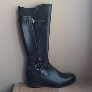 Slim Calf Black Leather Boots